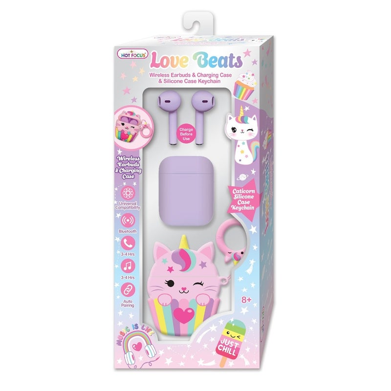 Hot Focus - Caticorn Love Beats Wireless Earbuds Set - 622NCAT